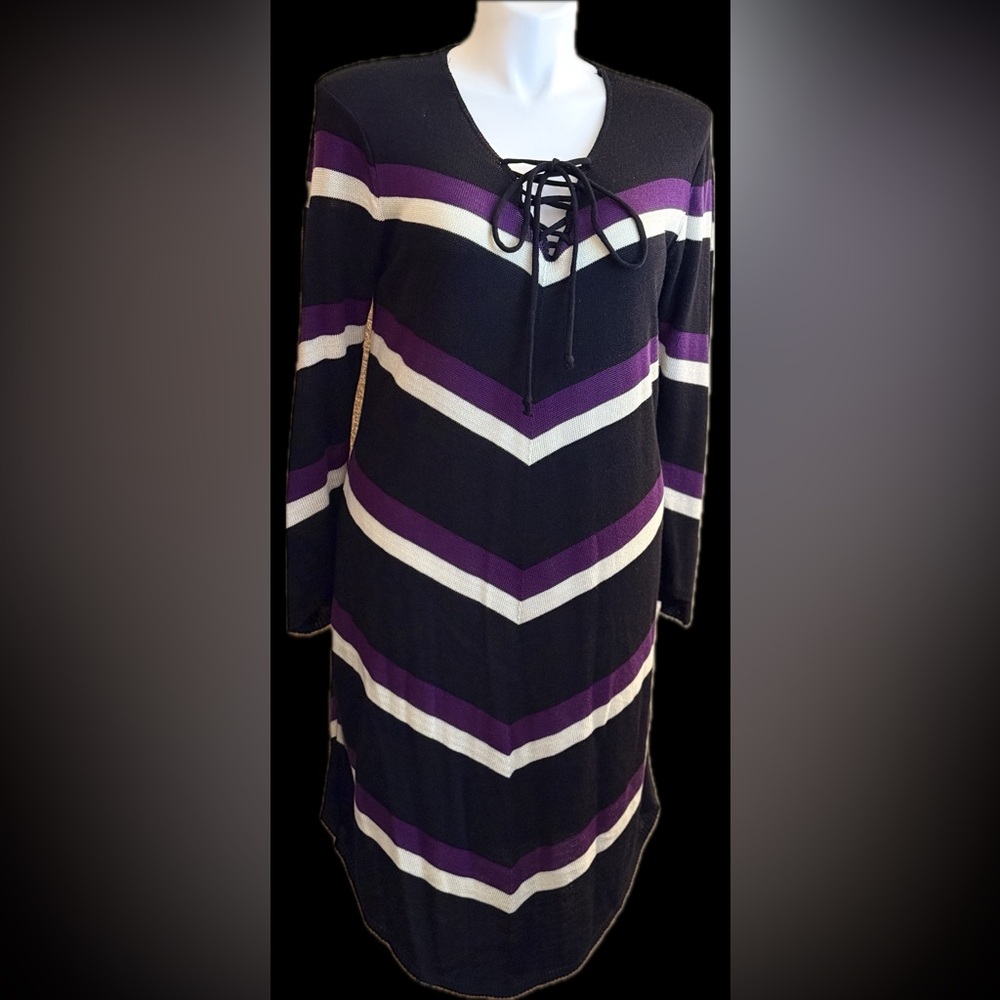 Ashley Stewart Black Acrylic Sweater Dress